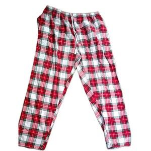 Sleepy Time Pajamas PJs Mens Size XL Red Green Plaid Flannel  Cotton Drawstring